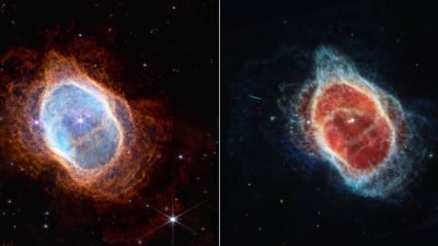 Southern Ring Nebula (NIRCam and MIRI Images Side by Side)